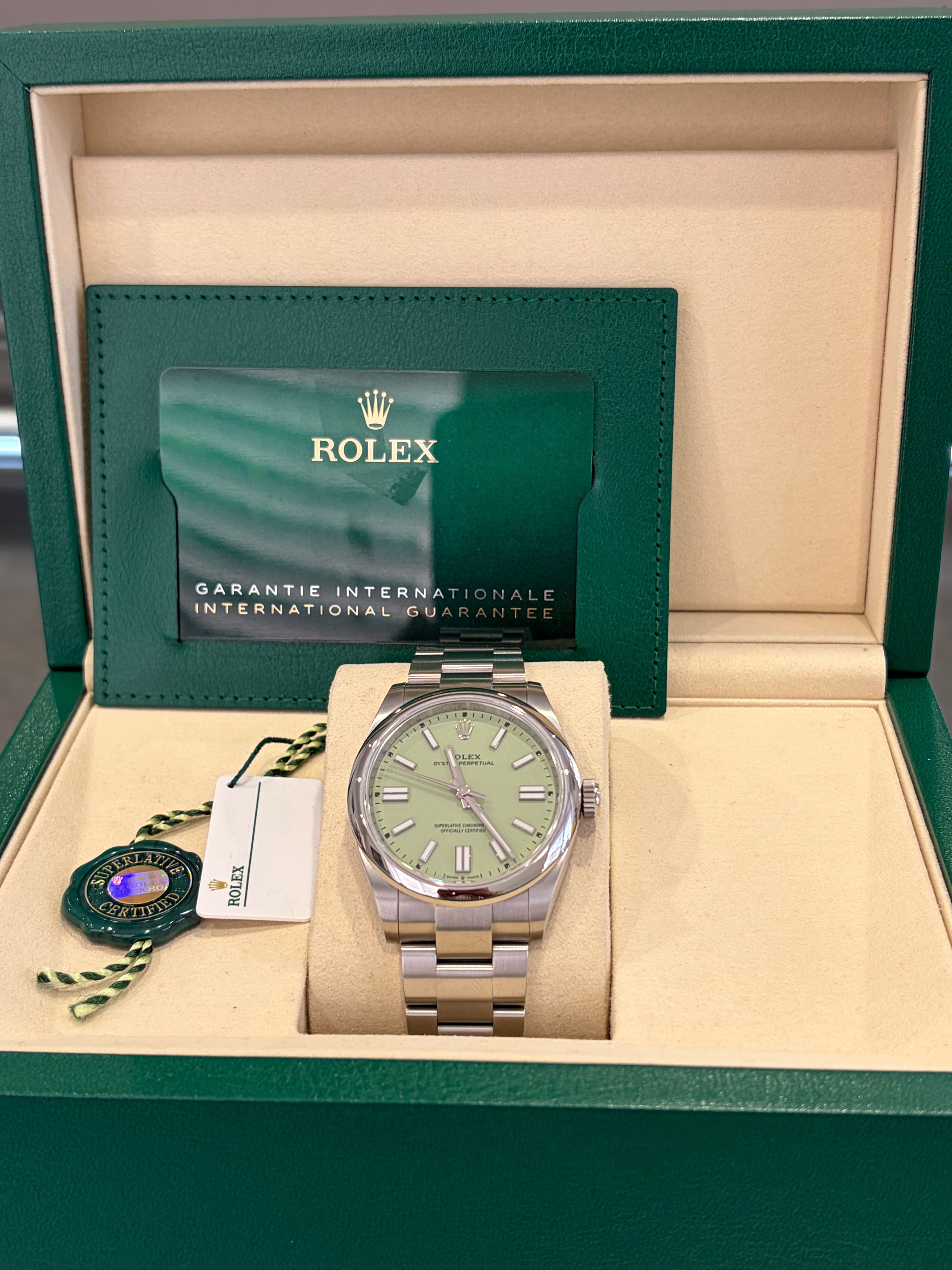 Rolex Oyster Perpetual 41mm “Pistachio” 2026 Box & papers Ref: 134300