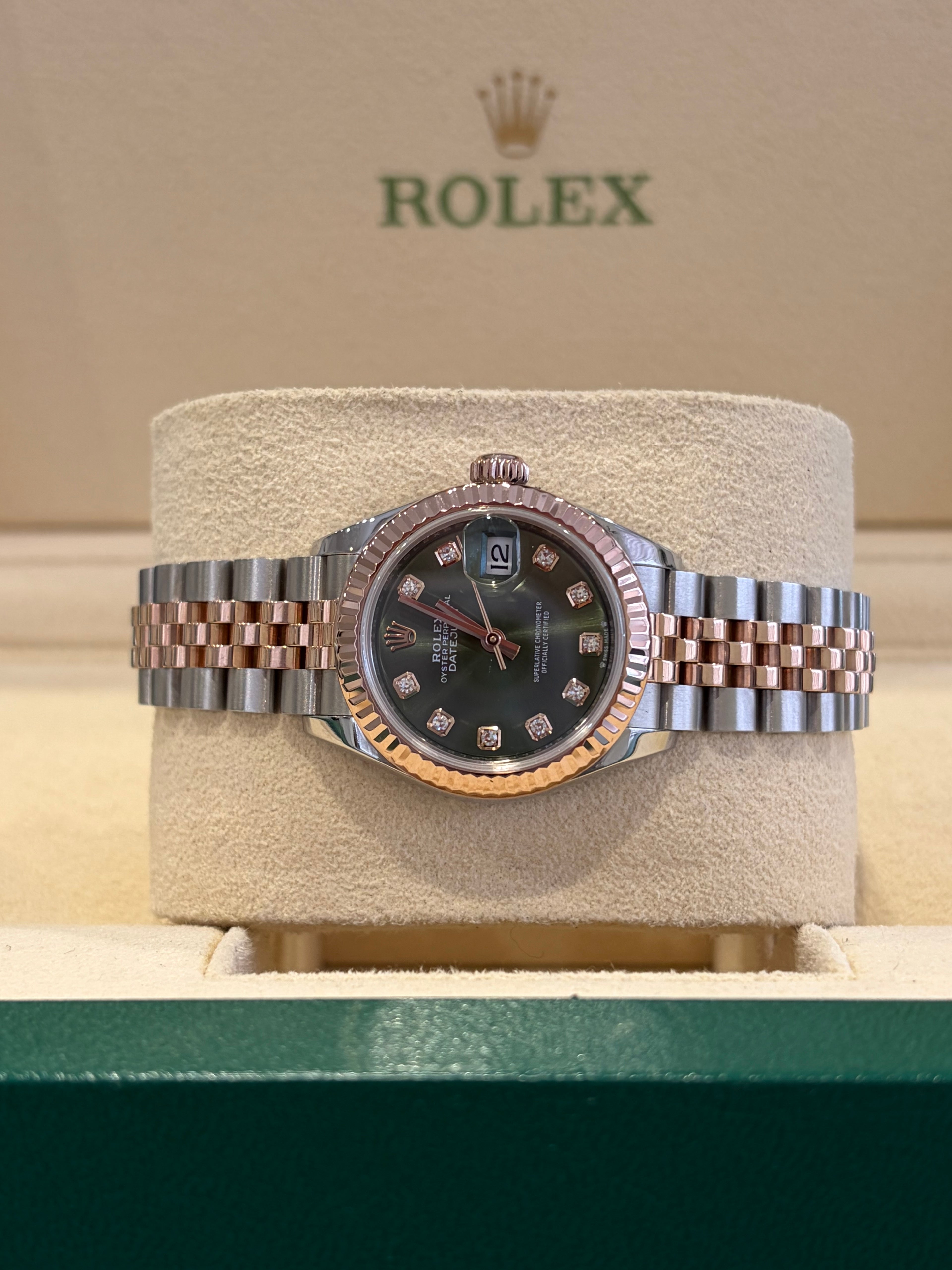 Rolex Date just 28mm Ref:279171 Olive Diamond dial 2019 Box & papers
