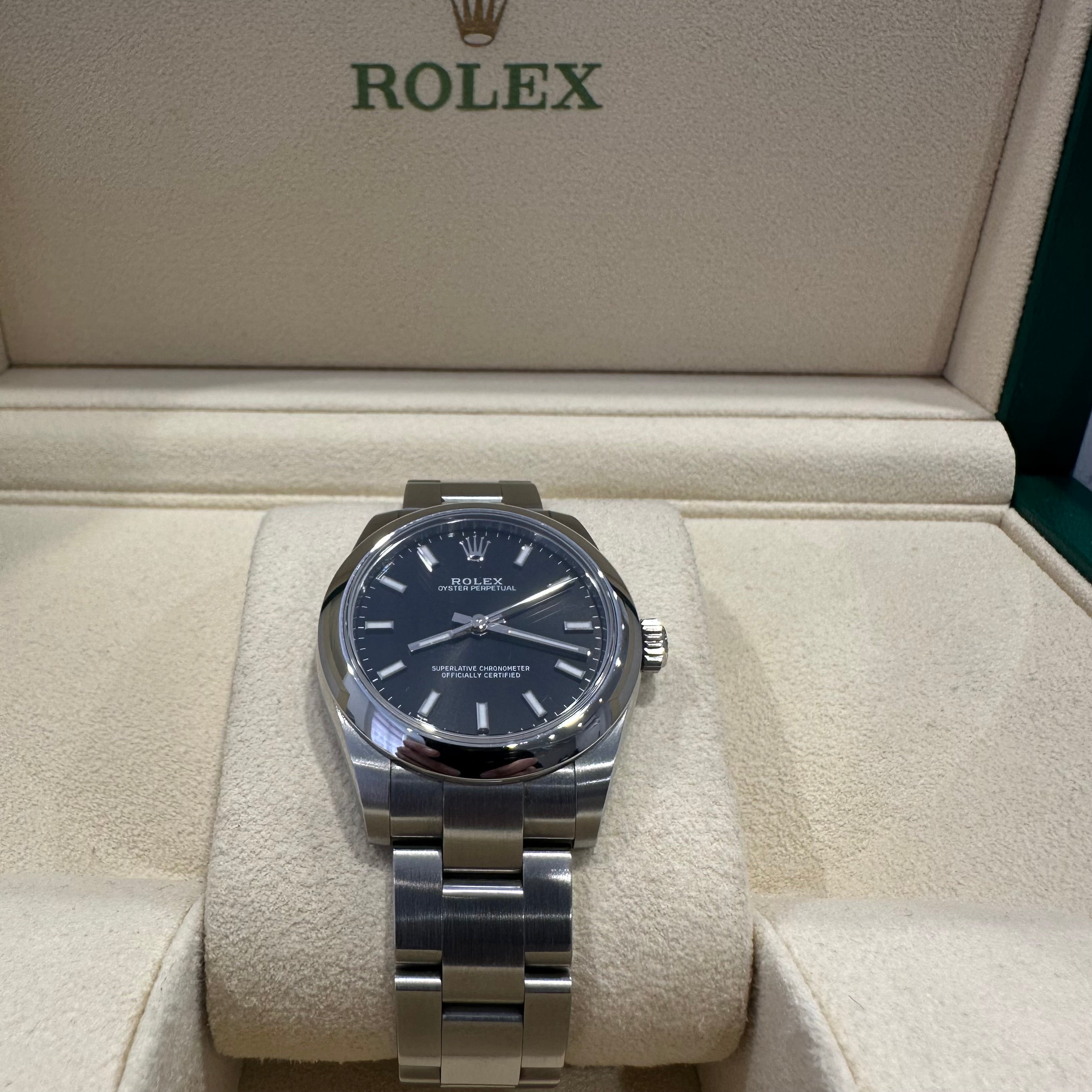 Rolex Mid Size Non-Date Stainless Steel Black Dial