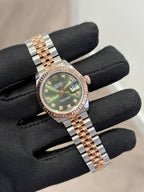 Rolex Date just 28mm Ref:279171 Olive Diamond dial 2019 Box & papers