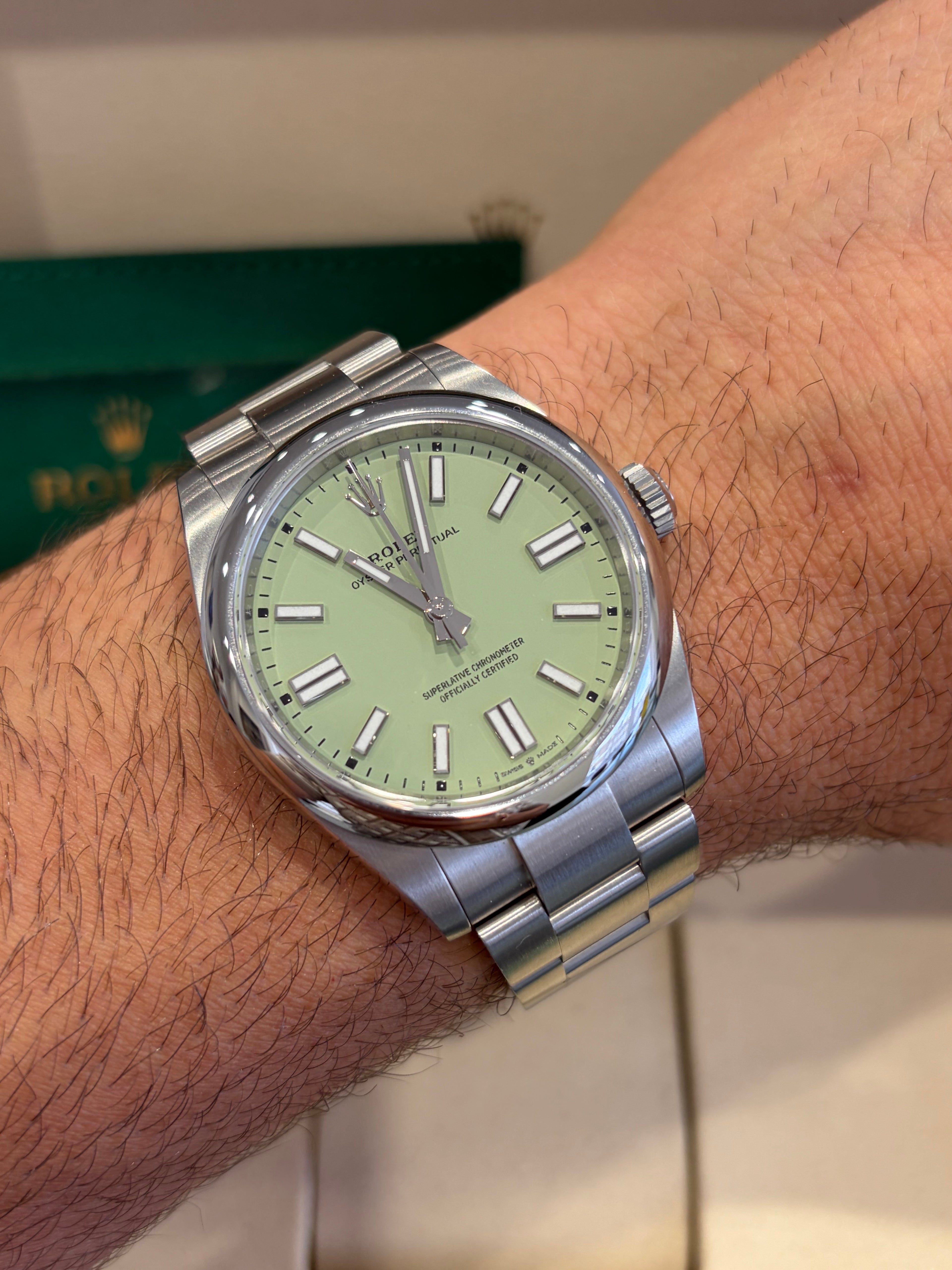 Rolex Oyster Perpetual 41mm “Pistachio” 2026 Box & papers Ref: 134300