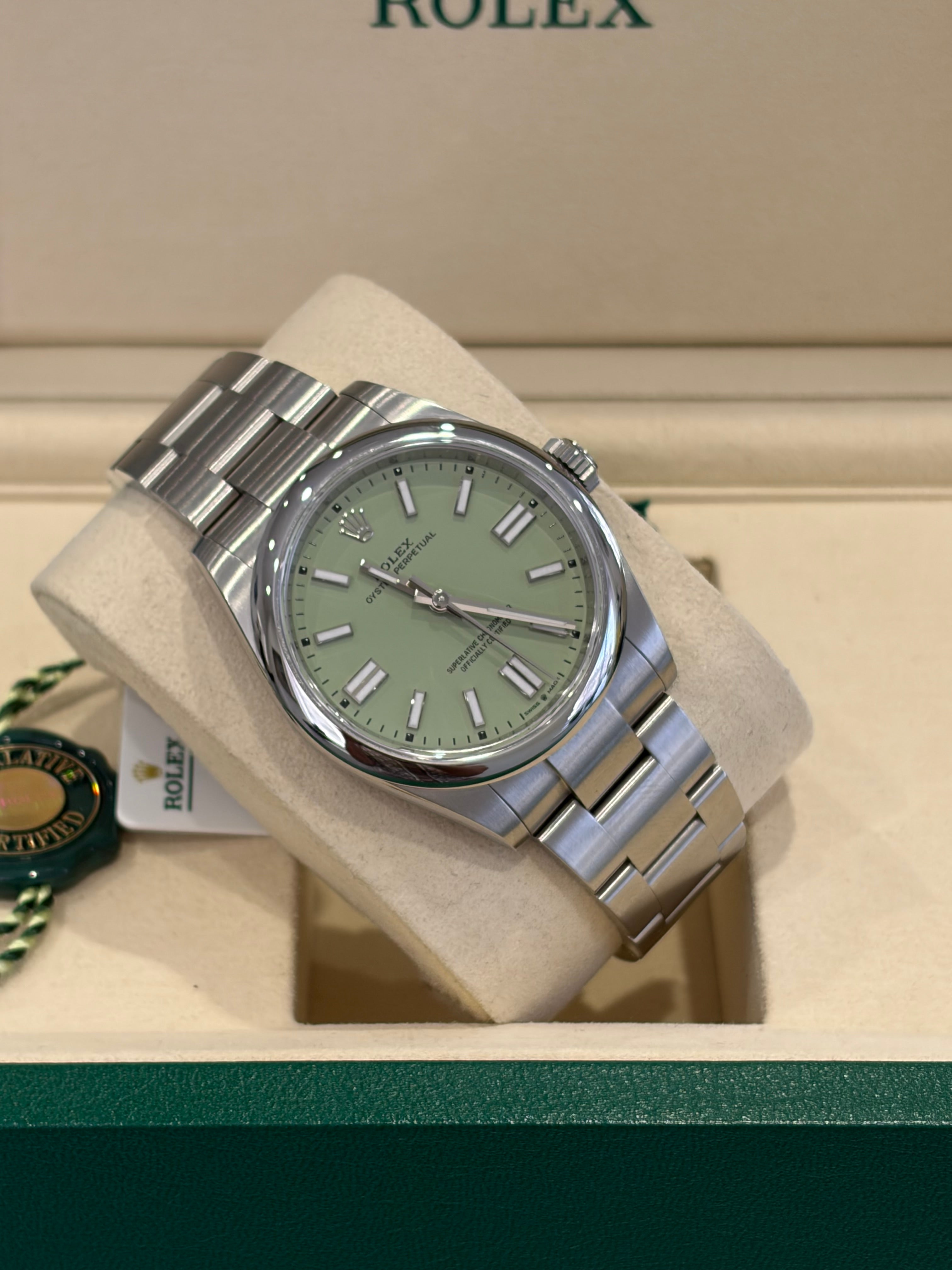 Rolex Oyster Perpetual 41mm “Pistachio” 2026 Box & papers Ref: 134300