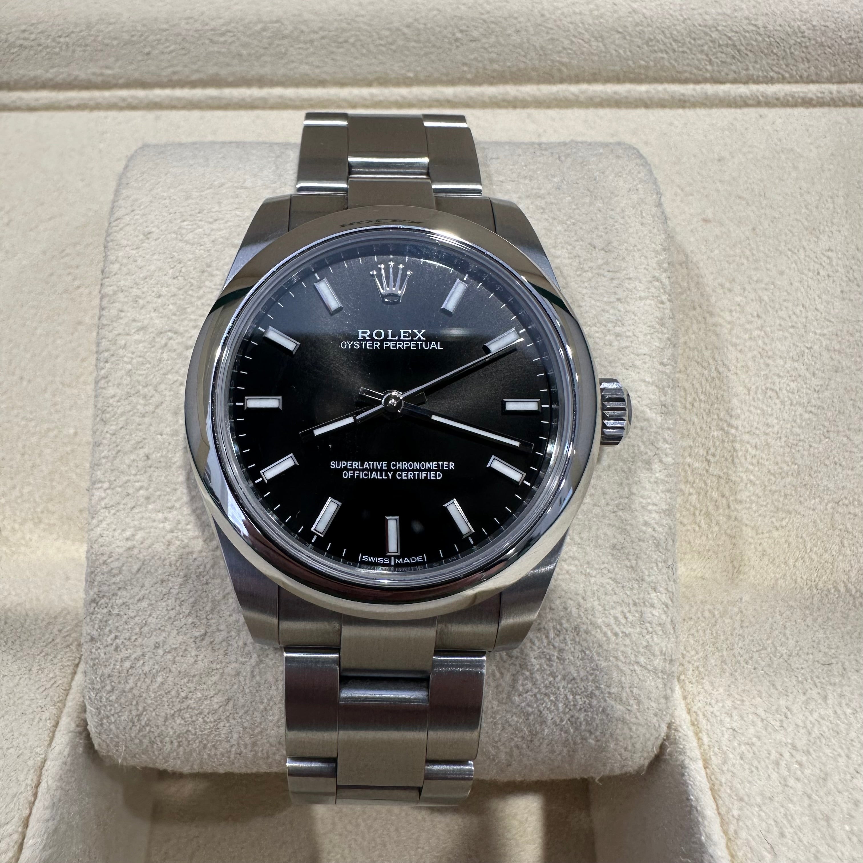 Rolex Mid Size Non-Date Stainless Steel Black Dial