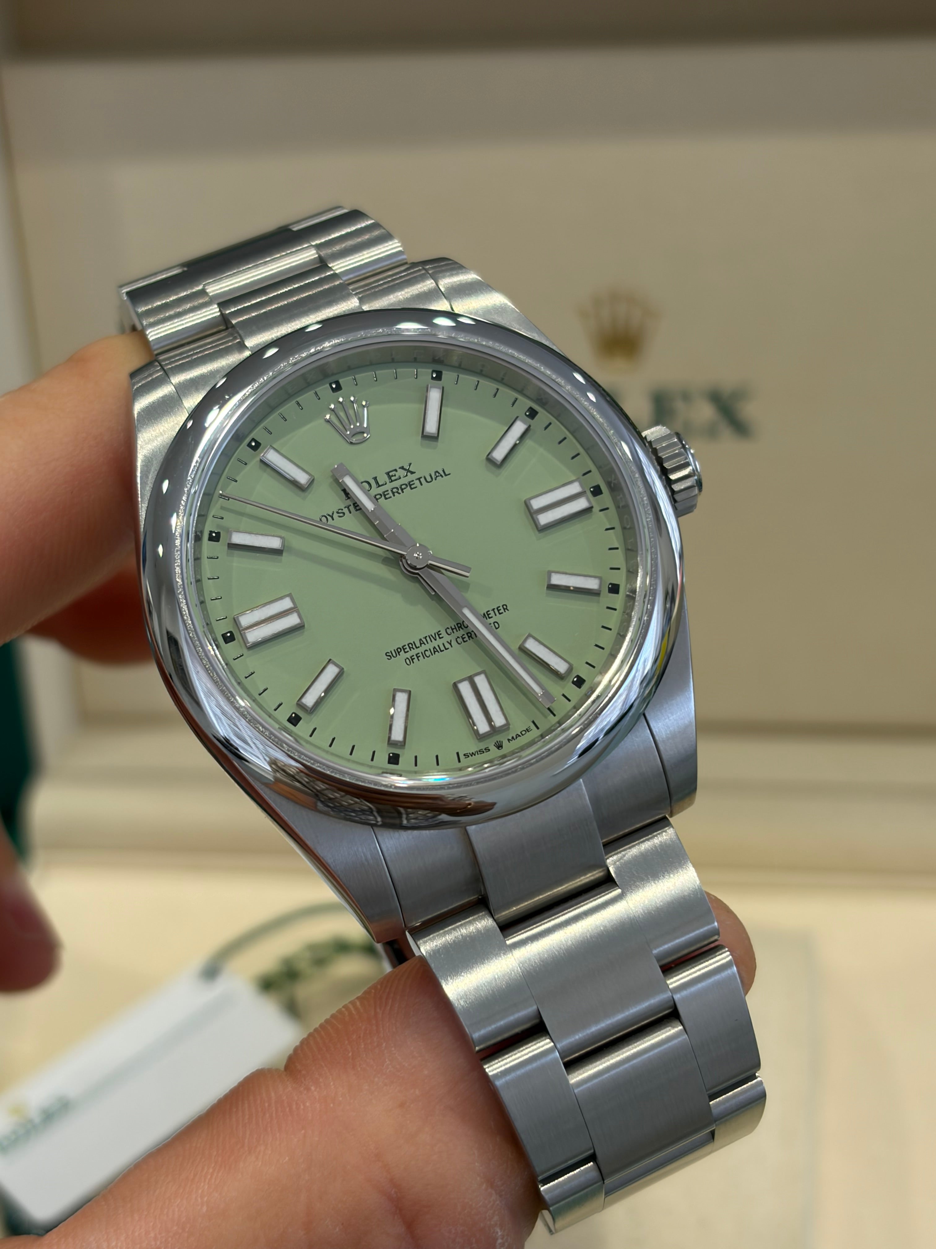 Rolex Oyster Perpetual 41mm “Pistachio” 2026 Box & papers Ref: 134300