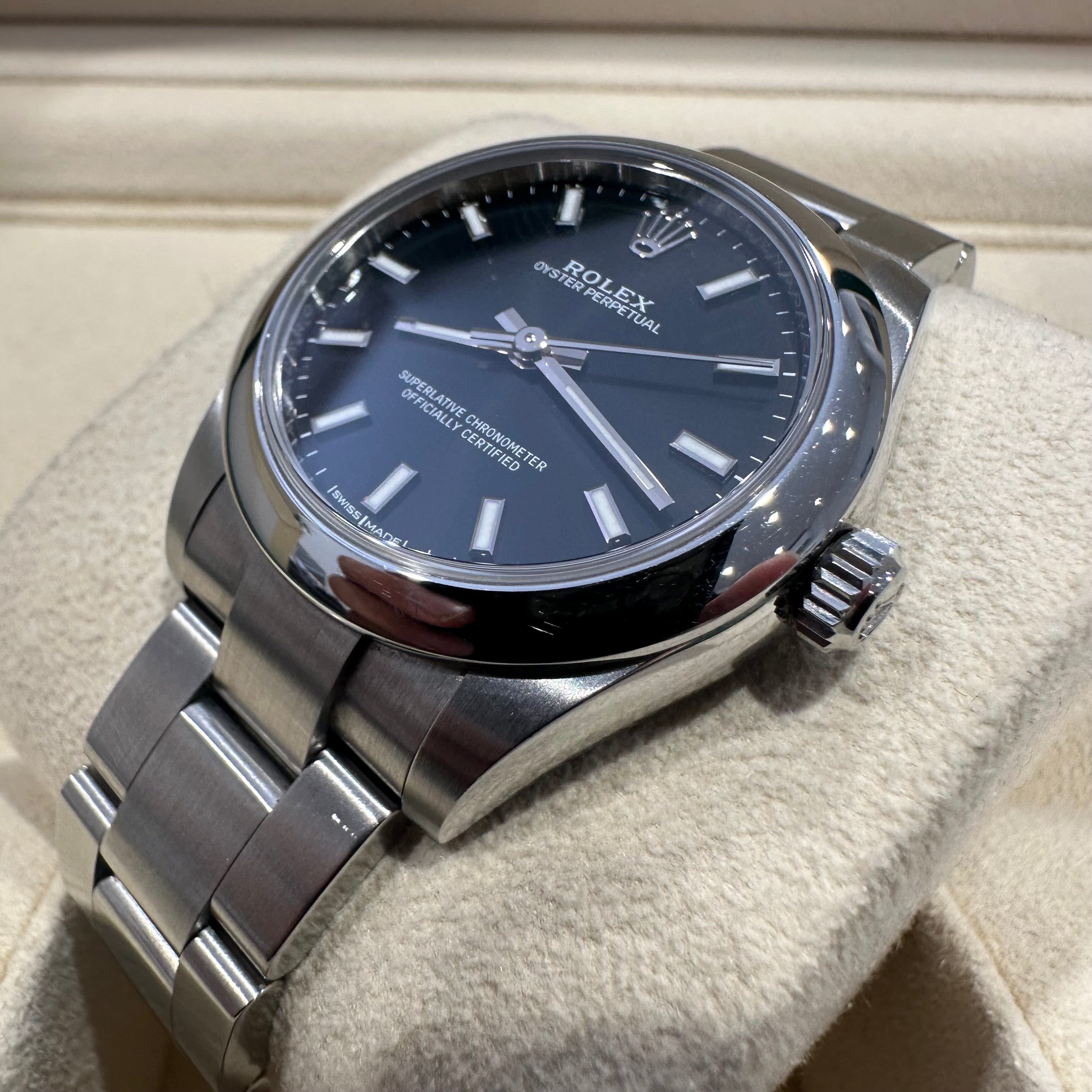 Rolex Mid Size Non-Date Stainless Steel Black Dial