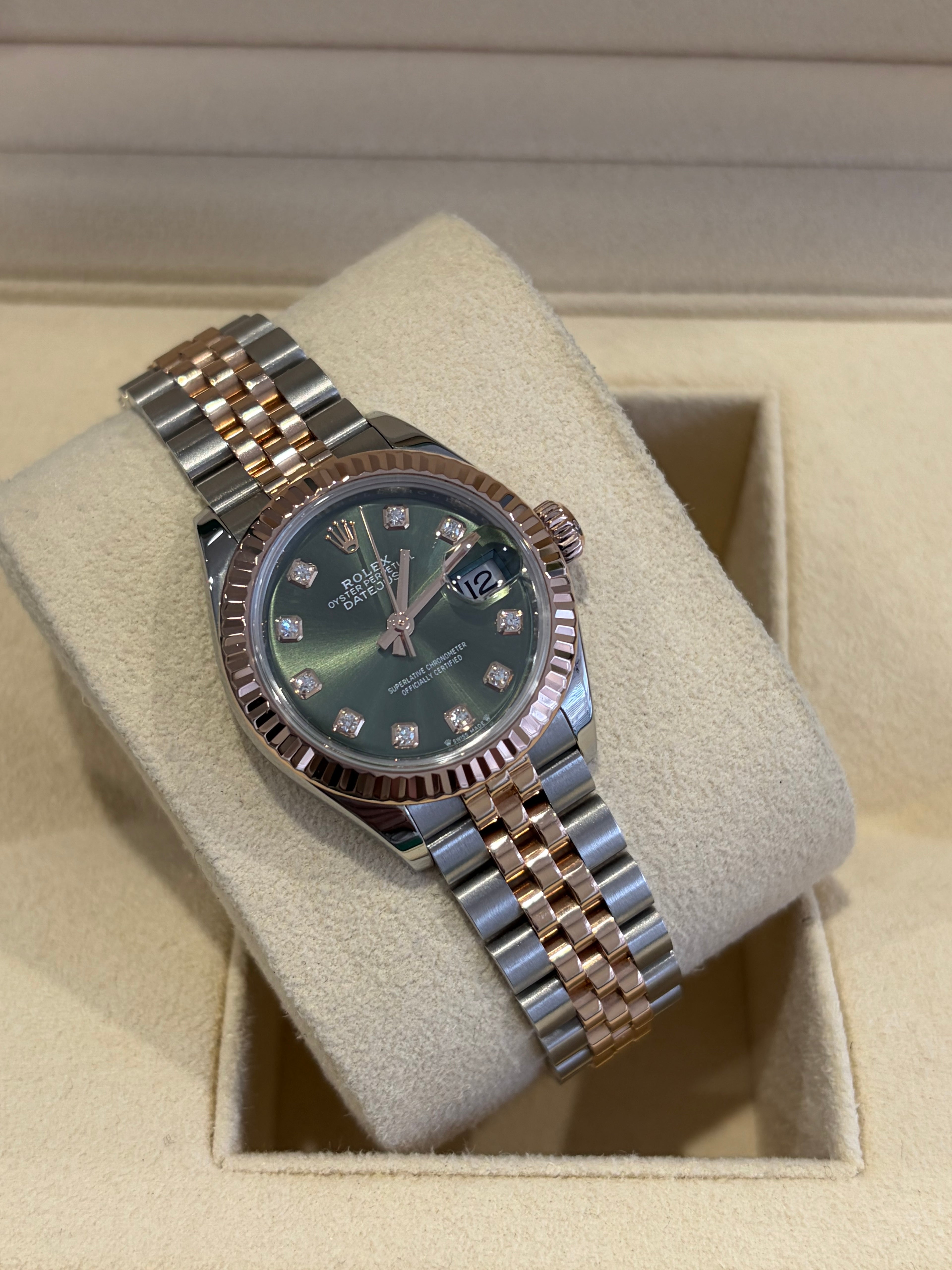 Rolex Date just 28mm Ref:279171 Olive Diamond dial 2019 Box & papers