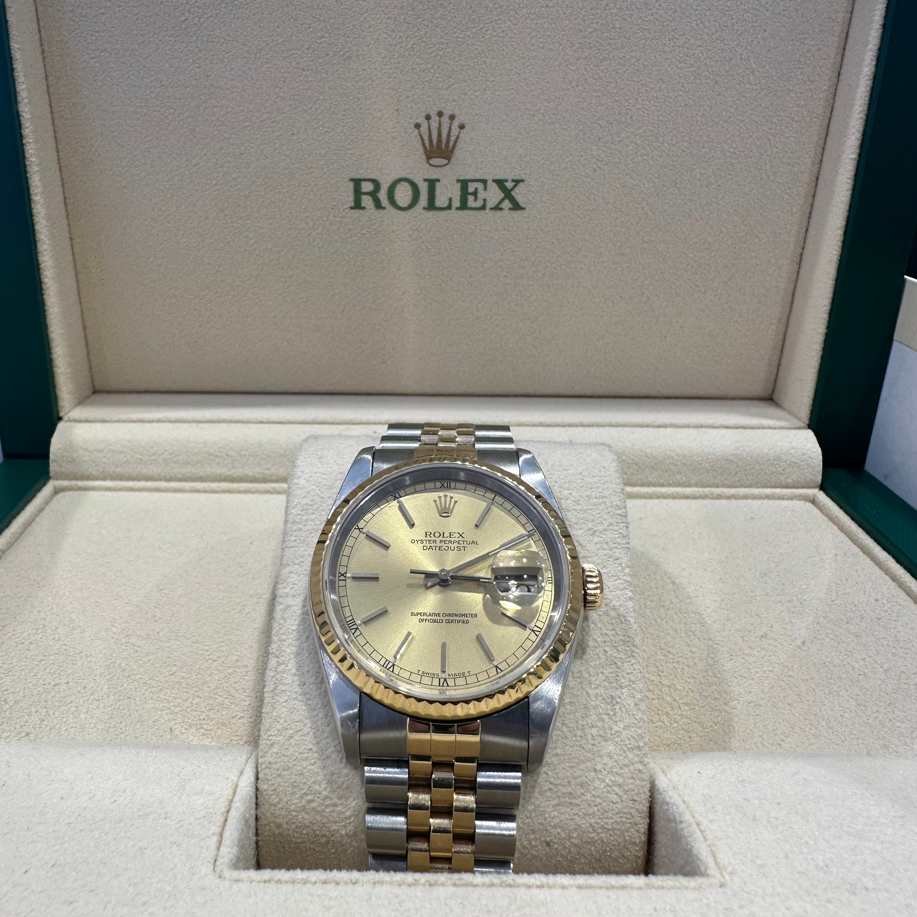 Rolex Gents Datejust Steel & Gold Champagne Dial, 1993, Box