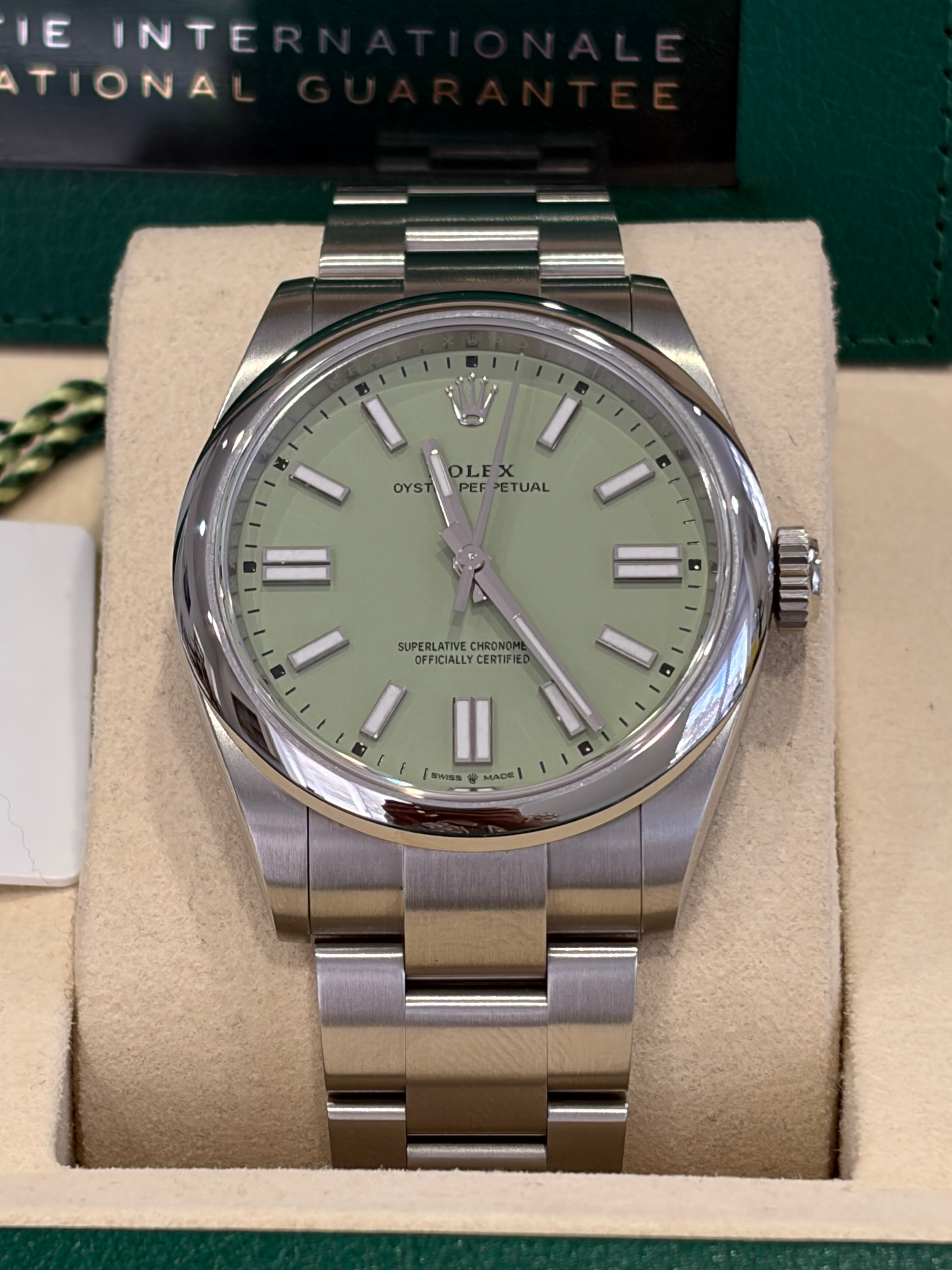 Rolex Oyster Perpetual 41mm “Pistachio” 2026 Box & papers Ref: 134300