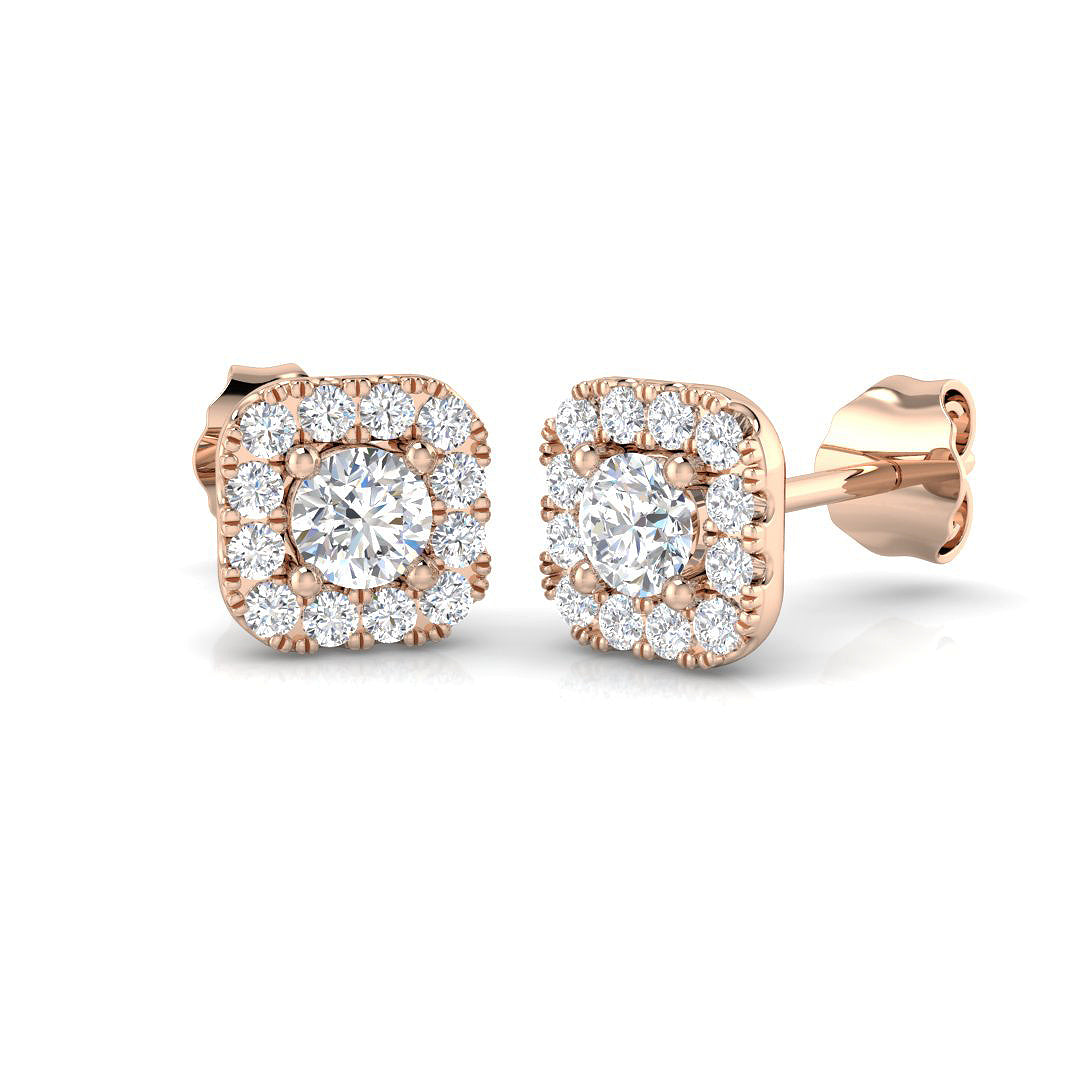 Diamond Halo Stud Earrings - 0.50ct