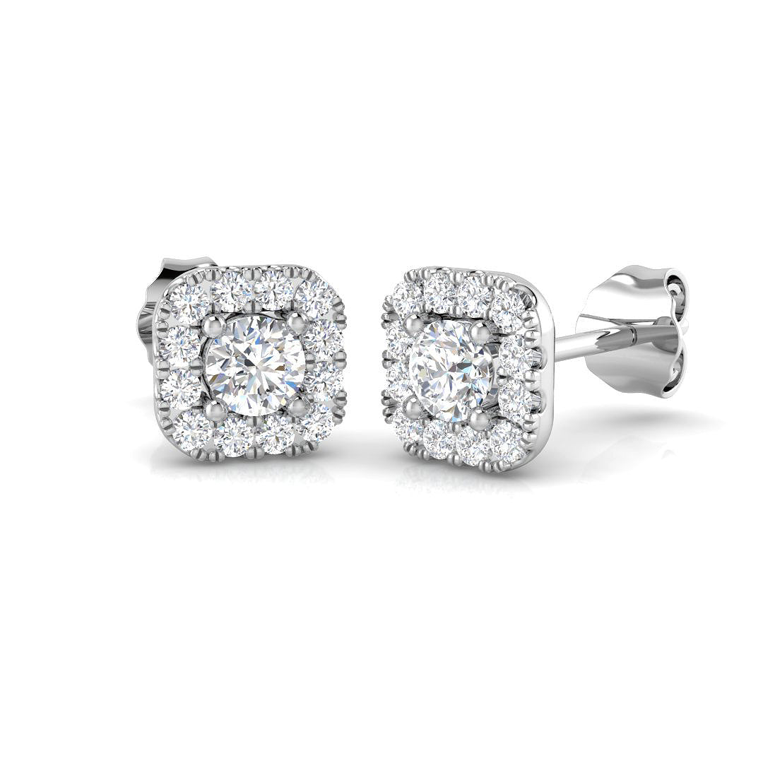Diamond Halo Stud Earrings - 0.50ct