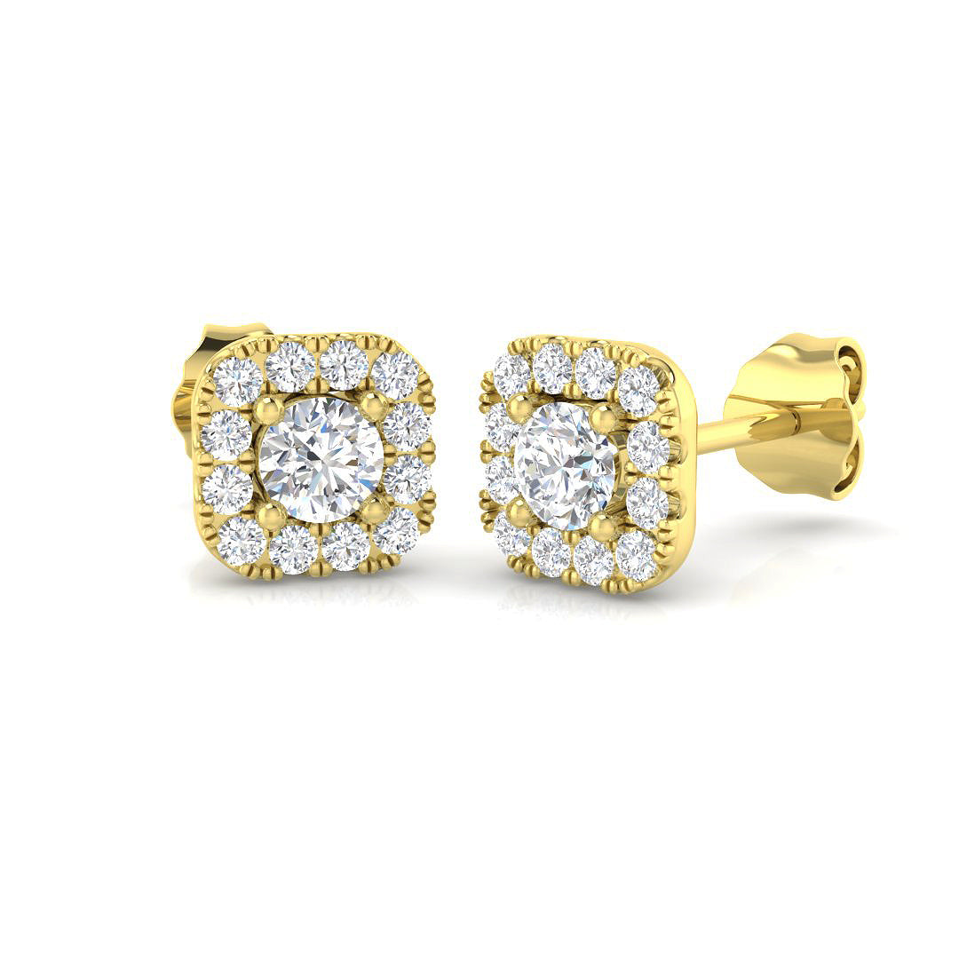 Diamond Halo Stud Earrings - 0.50ct