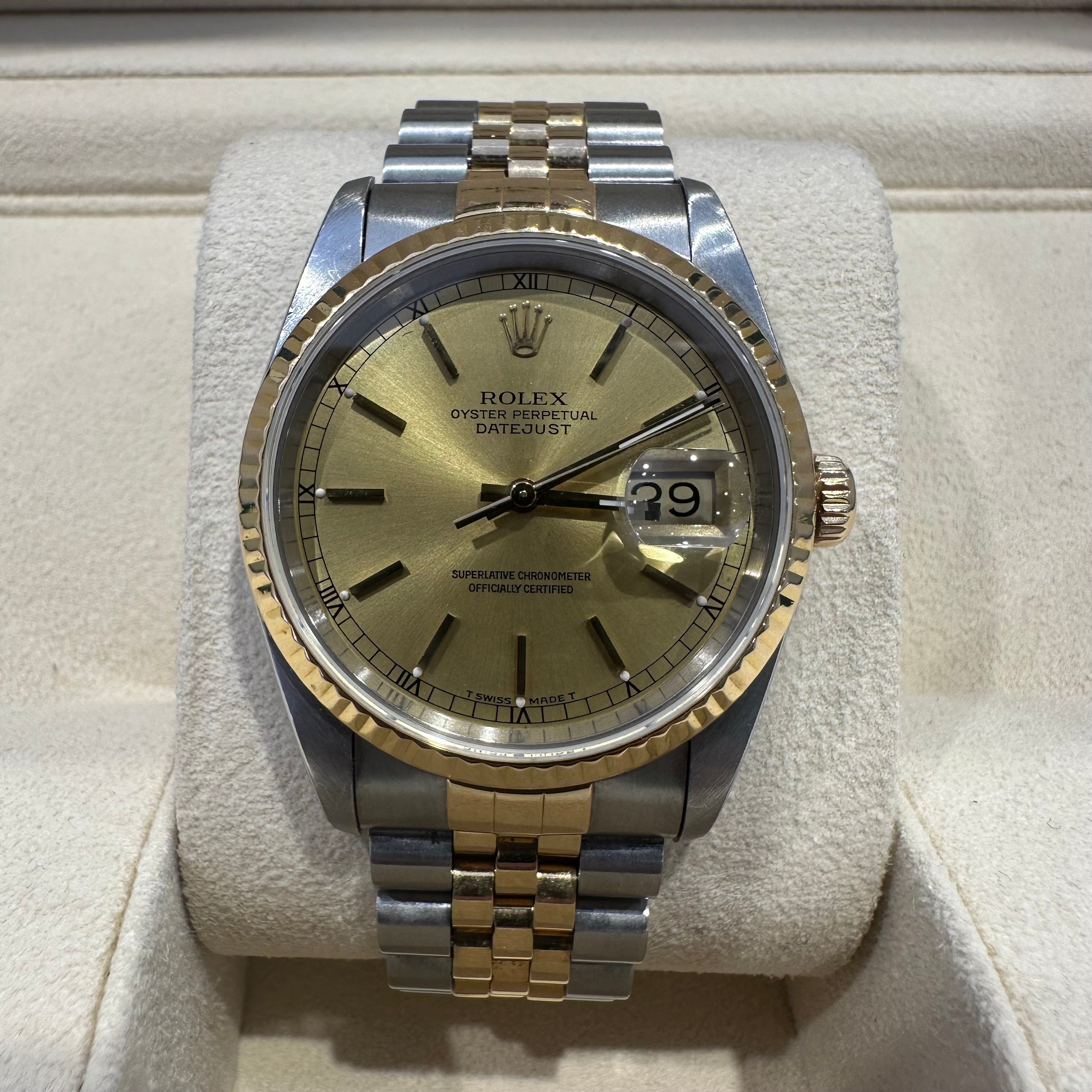 Rolex Gents Datejust Steel & Gold Champagne Dial, 1993, Box