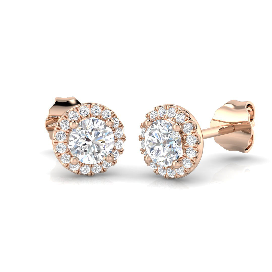 Diamond Halo Stud Earrings - 0.57ct