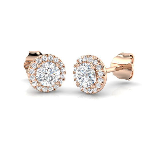 Diamond Halo Stud Earrings - 0.57ct