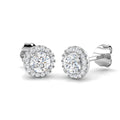 Diamond Halo Stud Earrings - 0.57ct