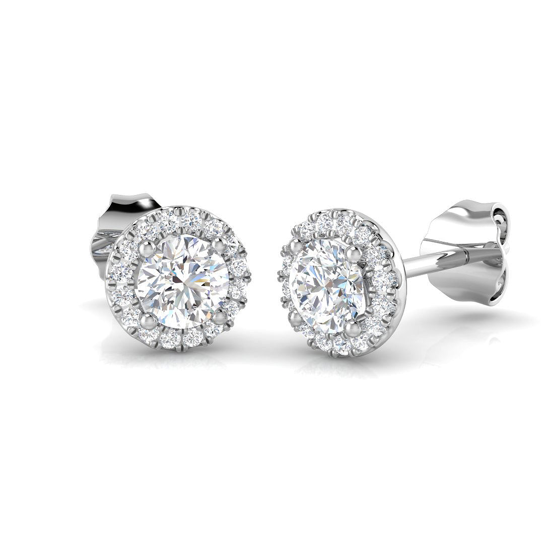 Diamond Halo Stud Earrings - 0.57ct