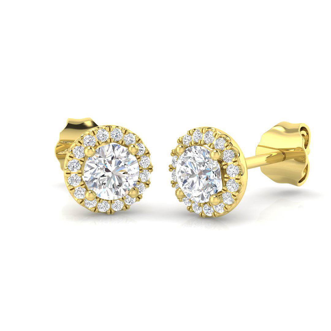 Diamond Halo Stud Earrings - 0.57ct