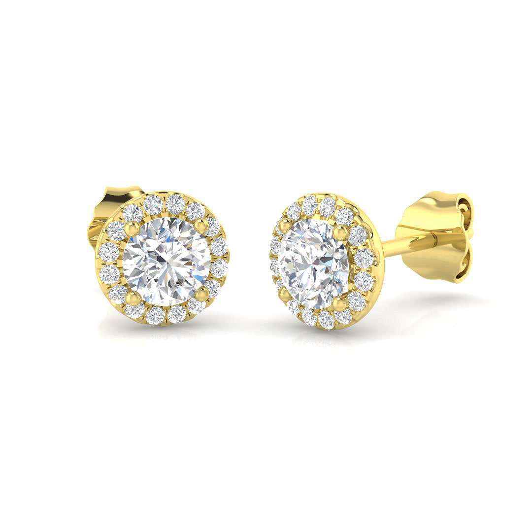 Diamond Halo Stud Earrings - 1.10ct