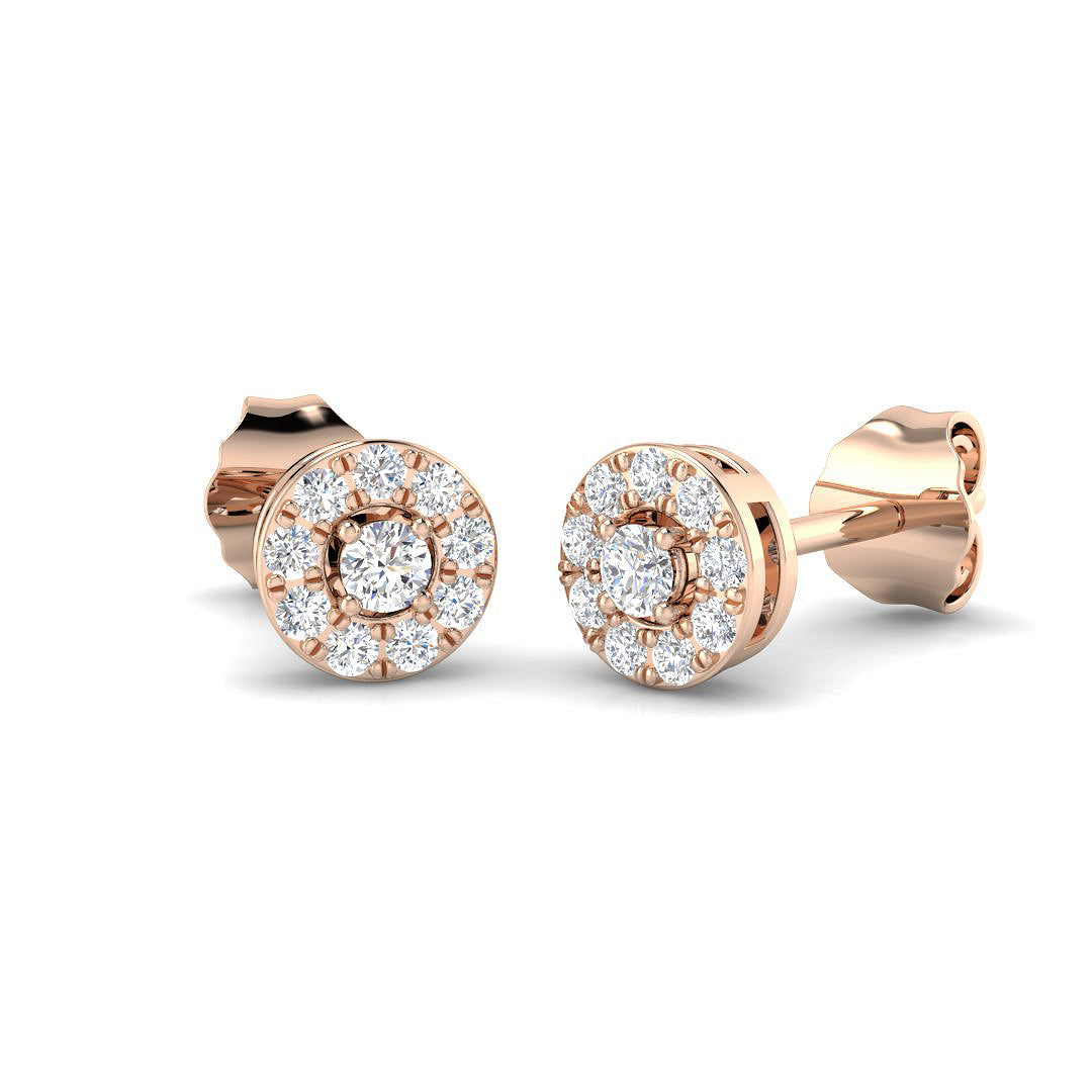 Diamond Halo Stud Earrings - 0.18ct
