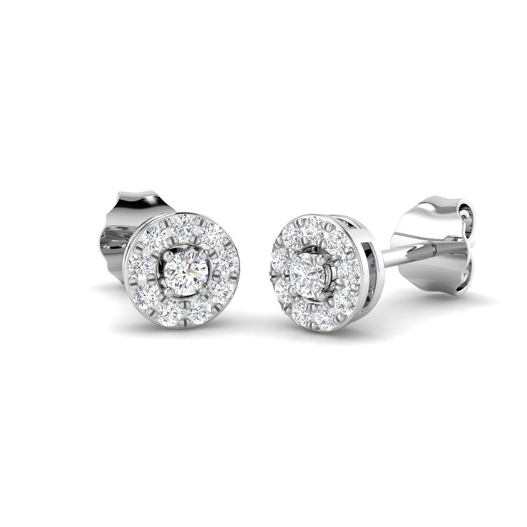 Diamond Halo Stud Earrings - 0.18ct