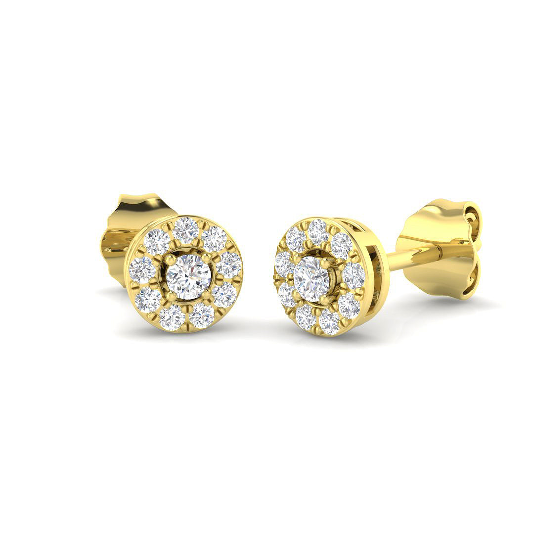 Diamond Halo Stud Earrings - 0.18ct