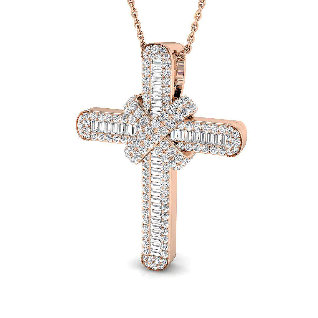 Baguette Diamond Cross Pendant 1ct