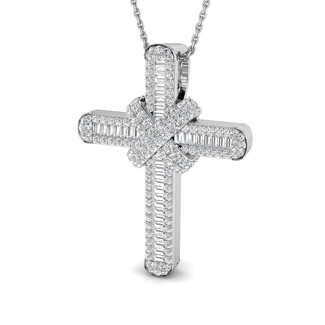 Baguette Diamond Cross Pendant 1ct