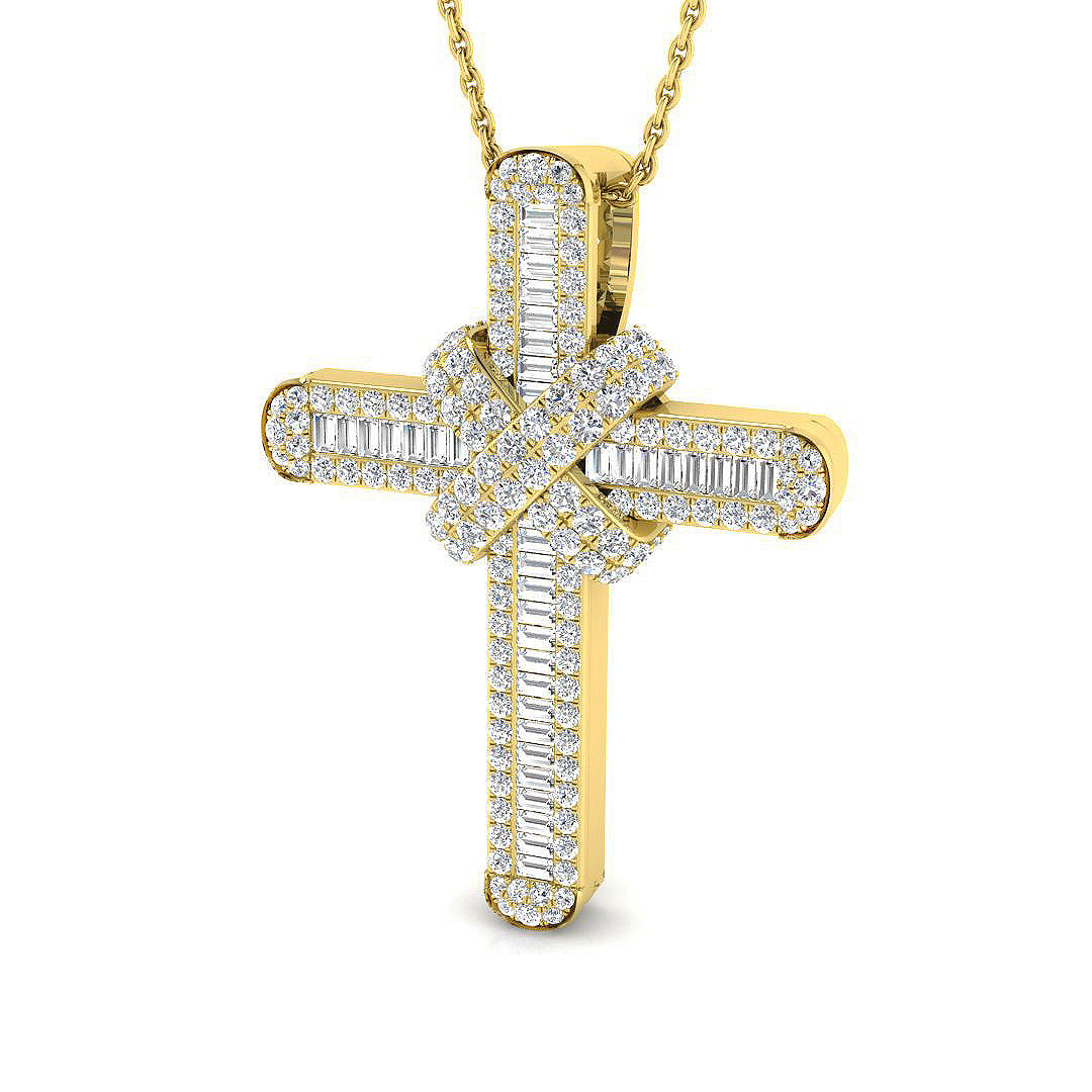 Baguette Diamond Cross Pendant 1ct