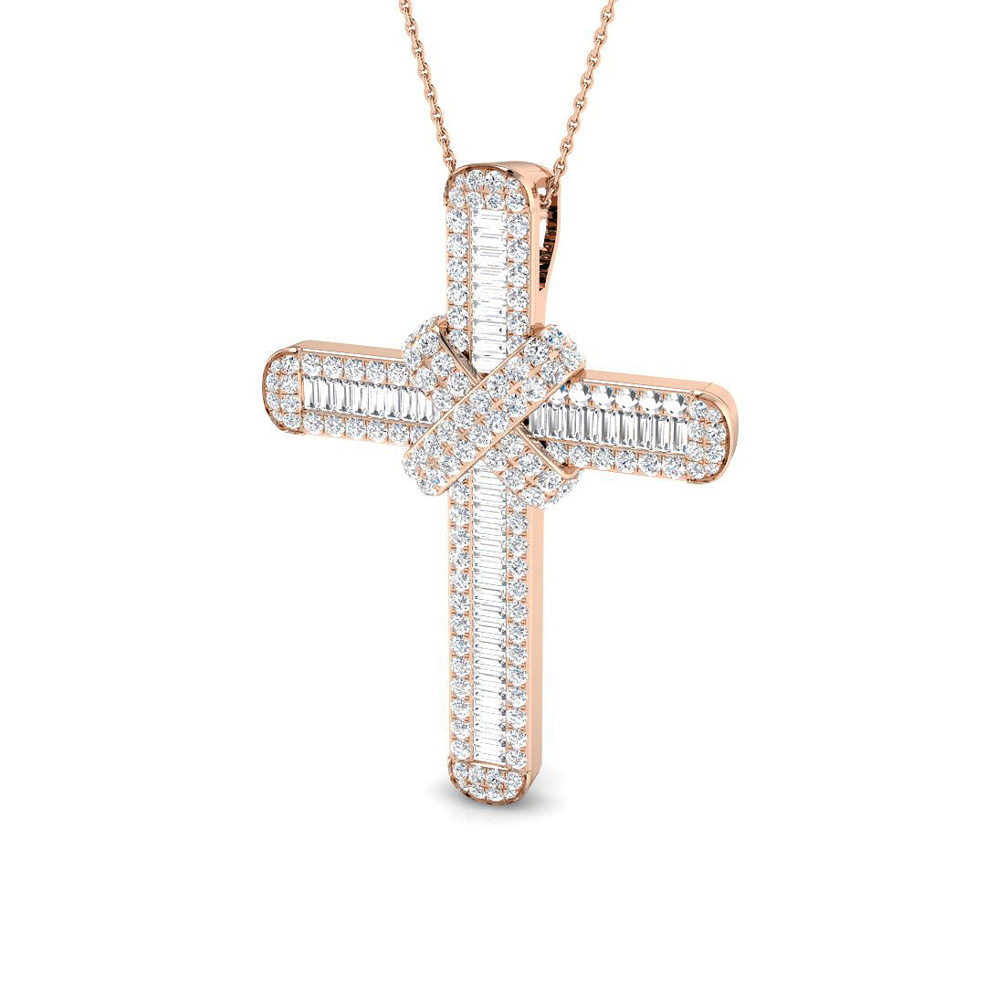 Baguette Diamond Cross Pendant 3ct