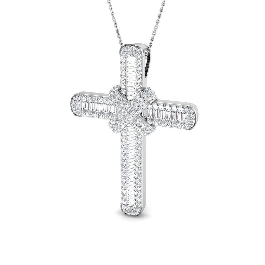 Baguette Diamond Cross Pendant 3ct