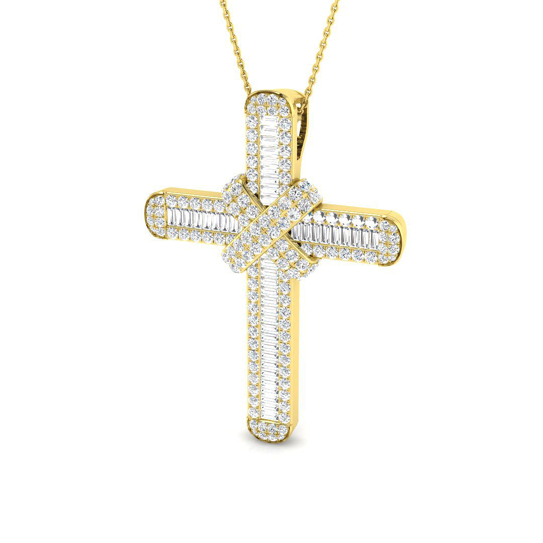 Baguette Diamond Cross Pendant 3ct